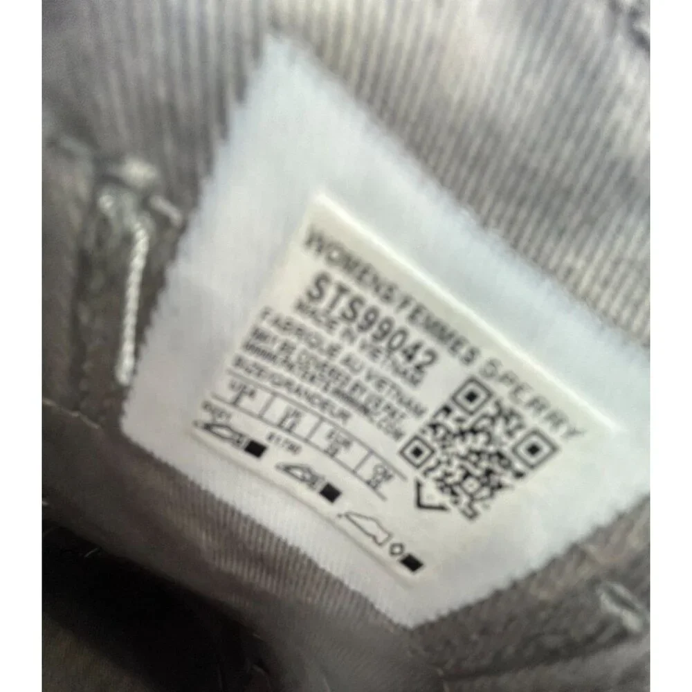 Sperry Womens Canvas Gray Slip-On Sneakers Size 8 Leather Shoe Strings